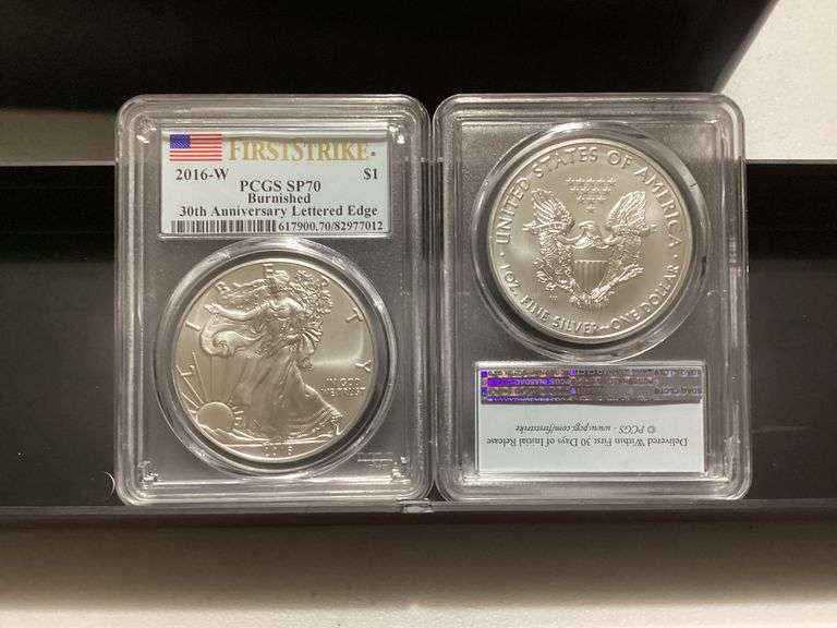 2016-W PCGS SP70 Burnished Silver Eagle 30th Anniversary Lettered Edge image