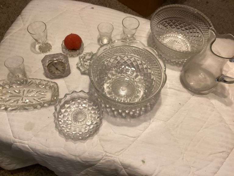 Assorted Glassware Collection with Clock image
