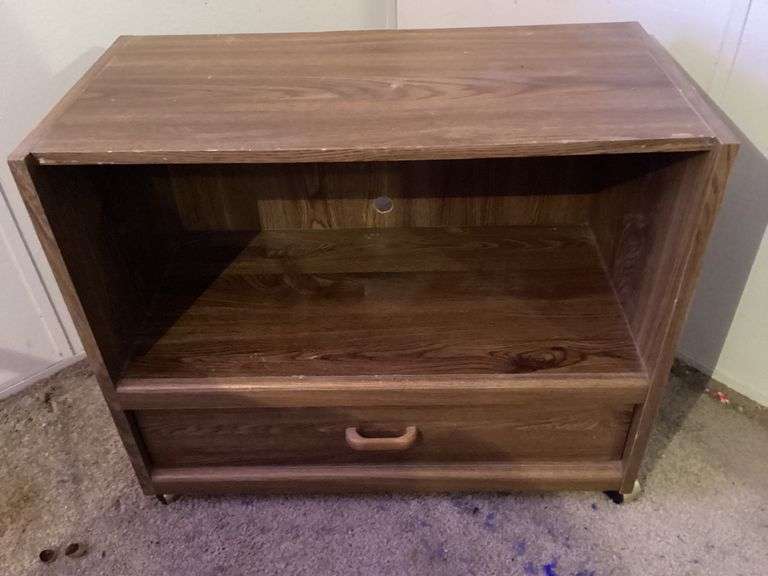 Small Wood Grain TV Stand with Drawer image