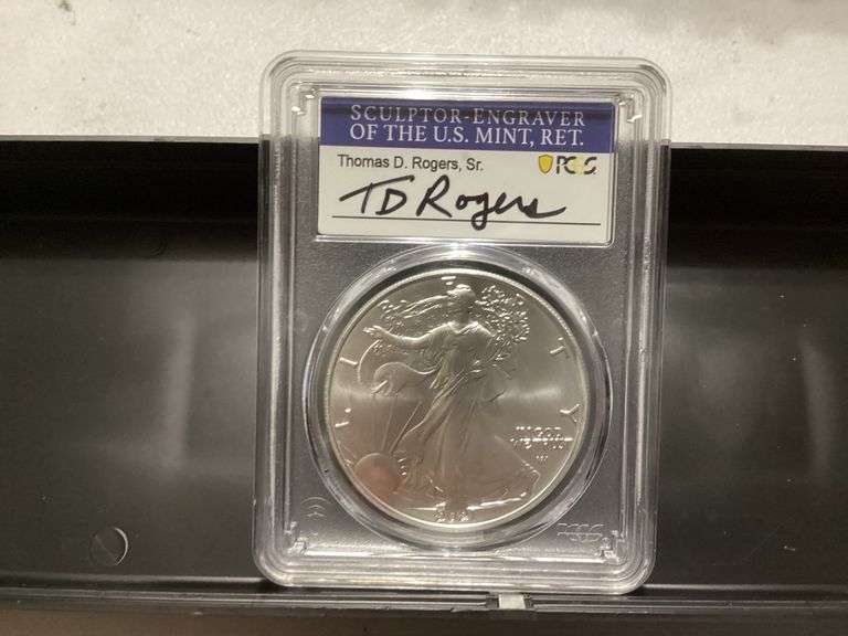 2021 American Silver Eagle PCGS MS70 Thomas D. Rogers Sr. Signed image
