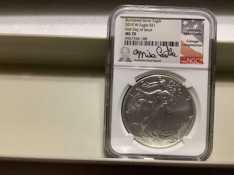 2019 W Burnished Silver Eagle $1 First Day Issue MS 70 NGC Authentic Hand-Signed image