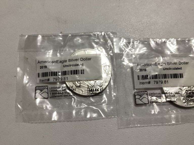 Two 2019 American Eagle Silver Dollars - Uncirculated image