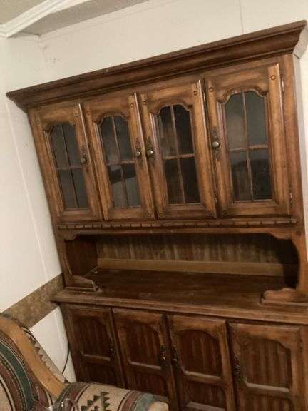 Dark Wood China Cabinet with Glass Doors image