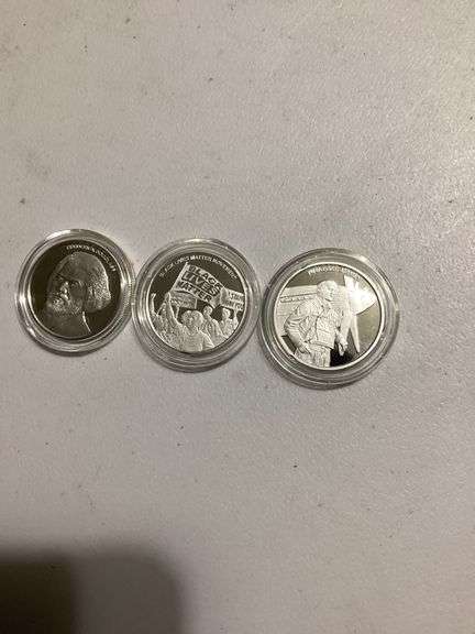 Set of 6 Silver Coins featuring Historical Figures and Themes image