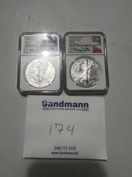 Two 2019 W Eagle $1 Burnished Silver Coins image