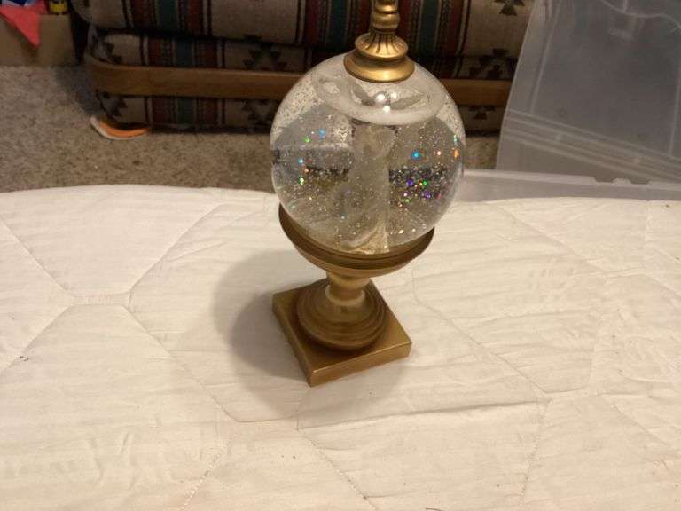 Angel Snow Globe with Gold Colored Pedestal Base image