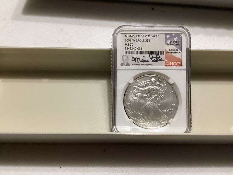 2008 W Burnished Silver Eagle MS70 NGC Authentic Hand-Signed Coin image
