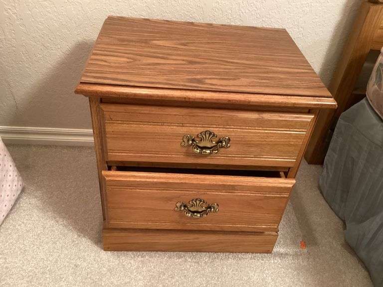 Wooden Nightstand with Two Drawers image