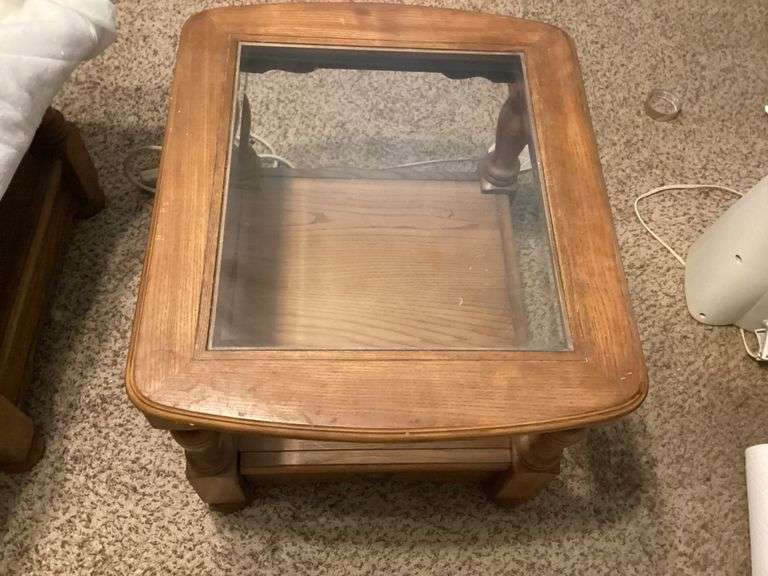 Glass Top End Table with Drawer image