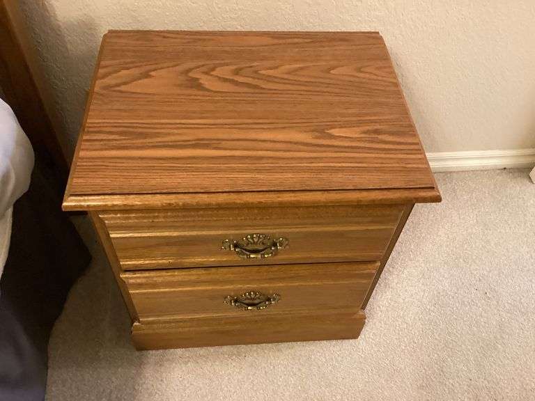 Two-Drawer Wooden Nightstand image