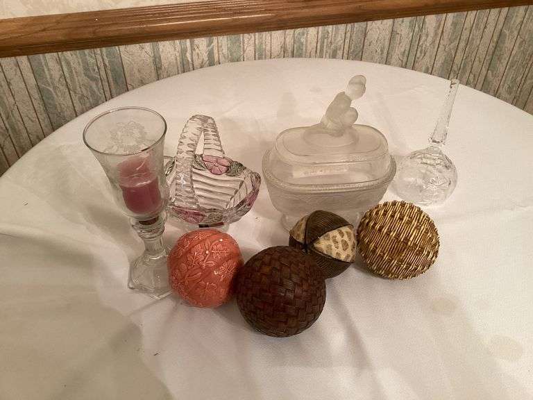 Assorted Home Decor Lot - Glassware, Orbs, and More image