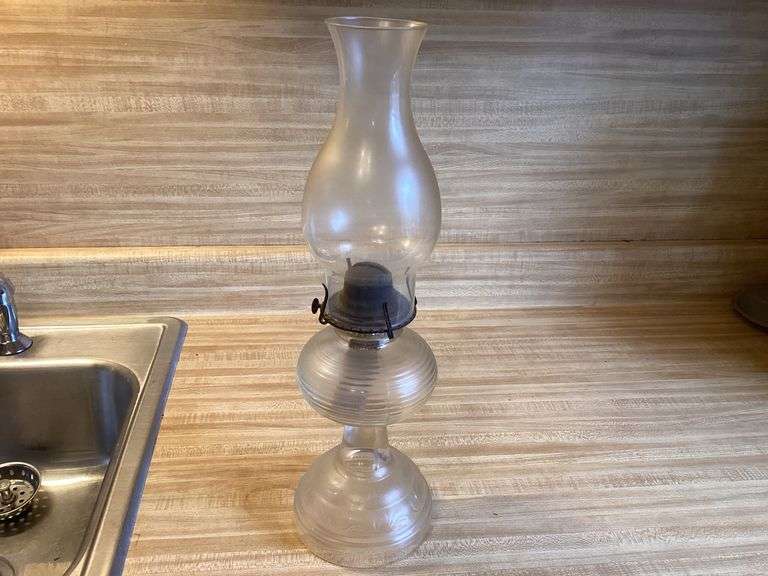 Clear Glass Oil Lamp with Hurricane Chimney image