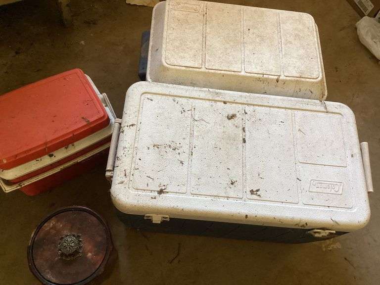 Lot of Three Coolers and One Wooden Trinket Box image