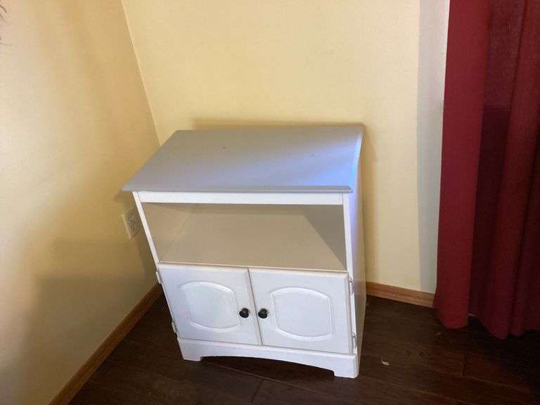 Small White Storage Cabinet with Doors image