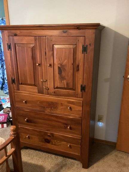 Solid Wood Storage Cabinet with Doors and Drawers image