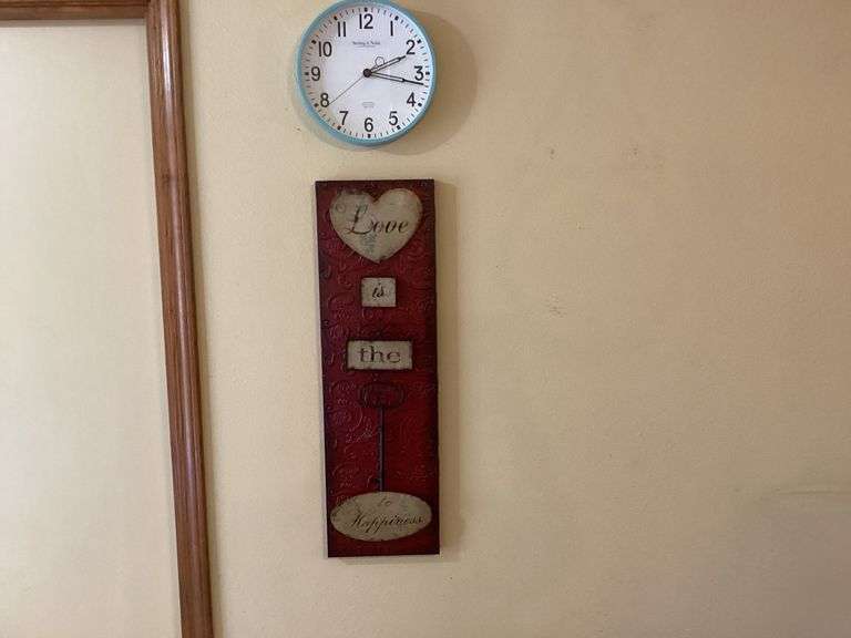 Wall Clock and Love is the Key to Happiness Wall Decor image