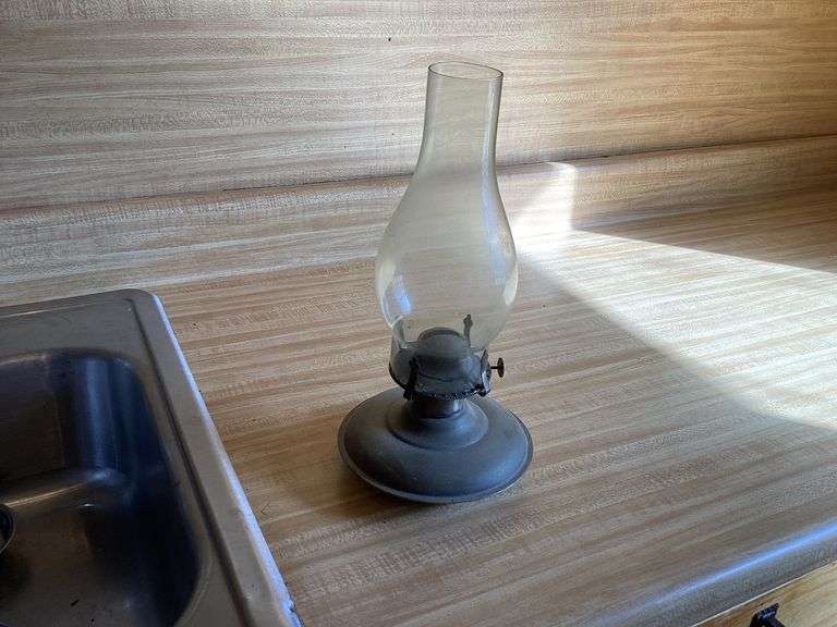 Traditional Style Oil Lamp with Glass Chimney image