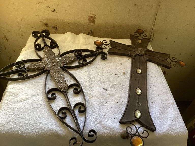 Pair of Decorative Metal Cross Wall Hangings image