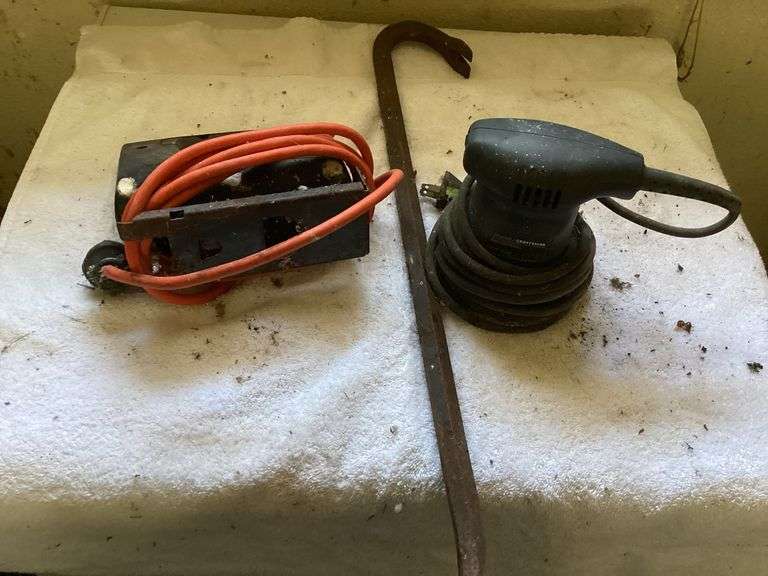 Craftsman Palm Grip Sander, Jigsaw, and Metal Pry Bar image