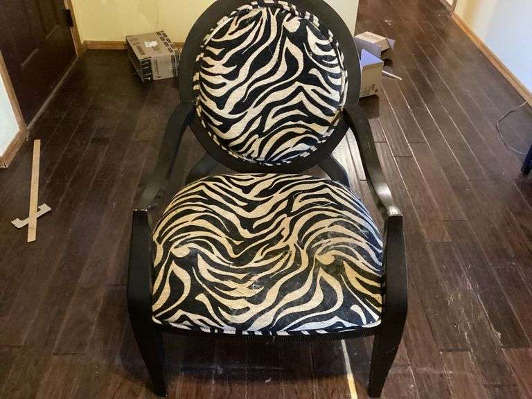 Black Accent Chair with Zebra Print Upholstery image