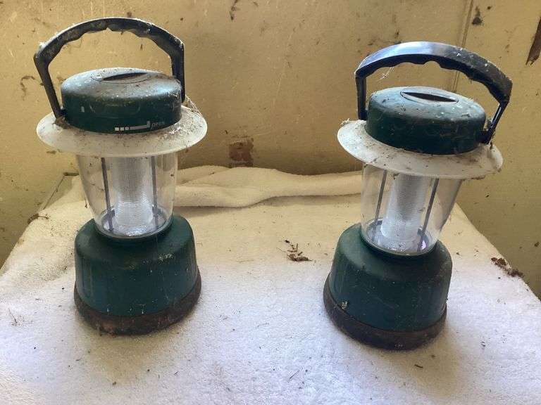 Two Green and White LED Camping Lanterns image