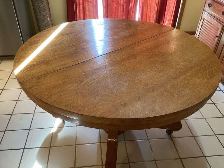 Round Oak Dining Table with Pedestal Base image