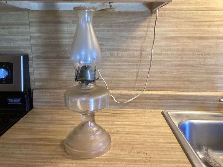 Clear Glass Oil Lamp with Electric Conversion image