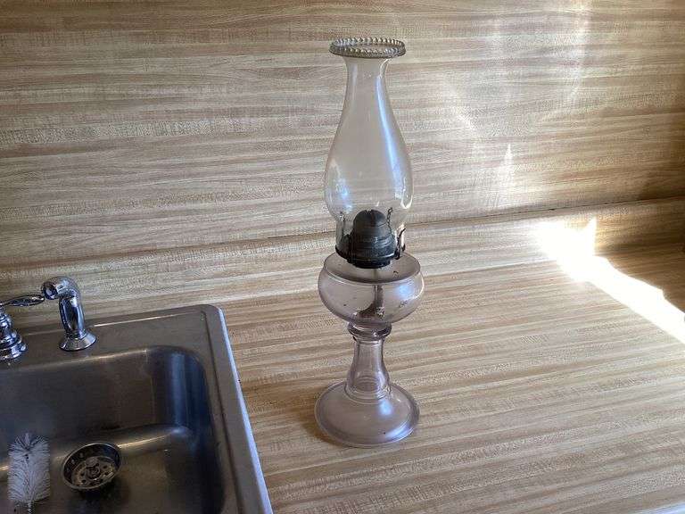 Elegant Glass Oil Lamp with Fluted Top image
