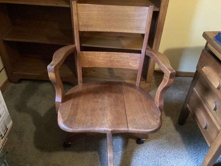 Swivel Desk Chair with Wood Frame image