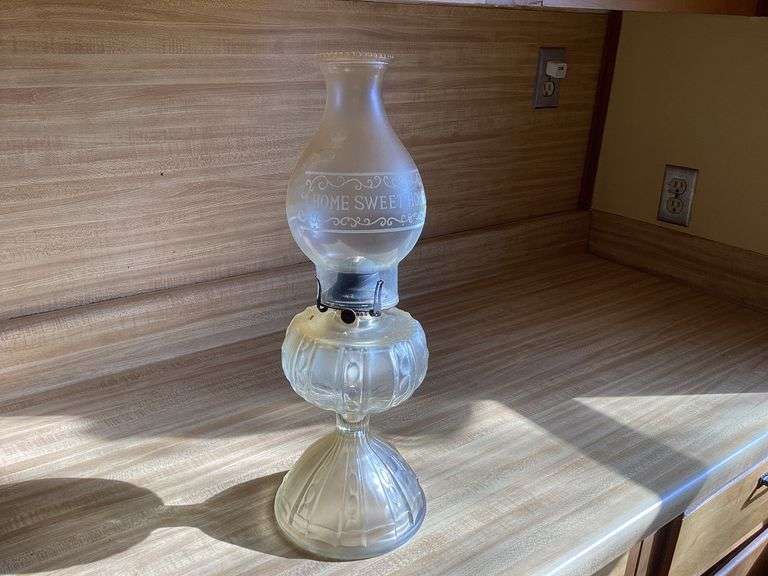 Clear Glass "Home Sweet Home" Hurricane Lamp image