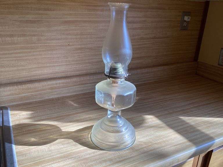 Clear Glass Kerosene Lamp with Etched Base image