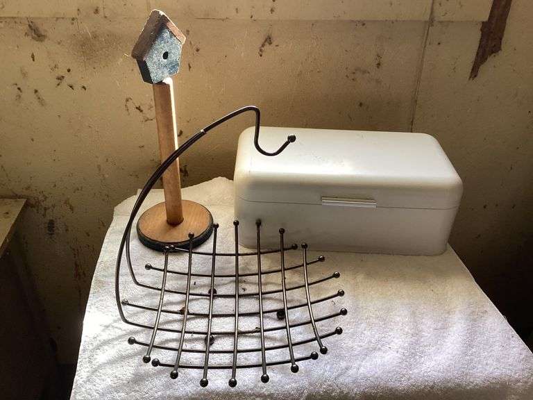 Metal Trivet, Decorative Birdhouse, and Storage Container image