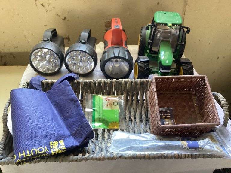 Flashlights, Toy Tractor, and Various Accessories image