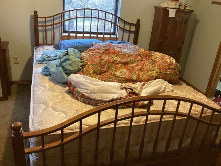 Wooden Bed Frame with Mattress image