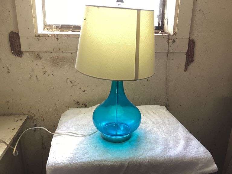 Mid-Century Style Aqua Glass Table Lamp image