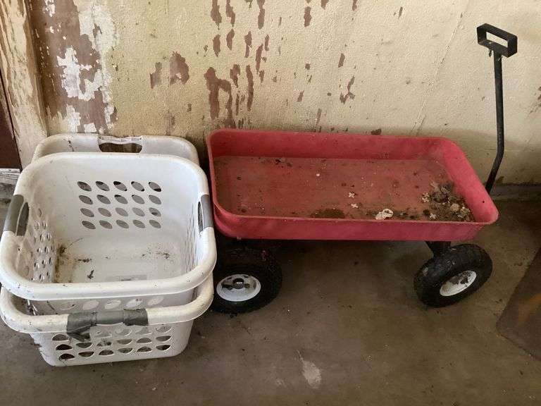 Red Wagon with Laundry Baskets image