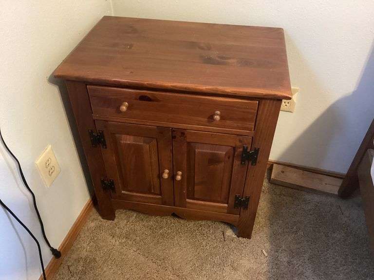Wood Side Table with Drawer and Cabinet image