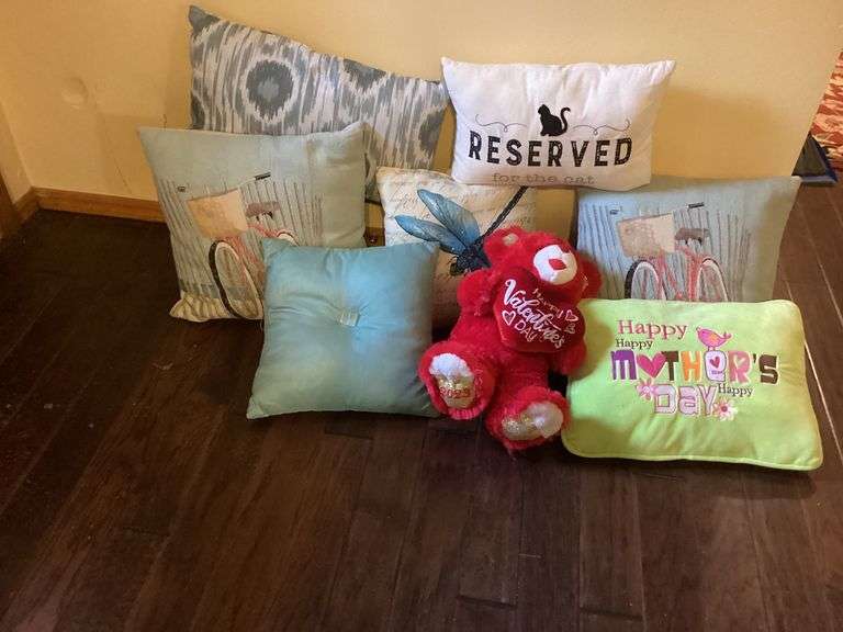 Assorted Decorative Throw Pillows & Valentine's Day Bear image
