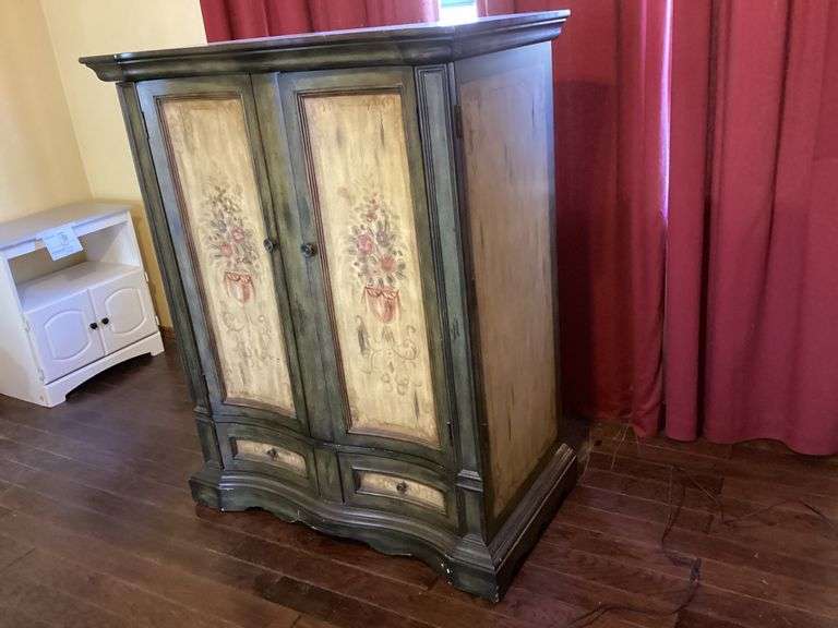 Decorative Two-Door Cabinet with Flower Motif image