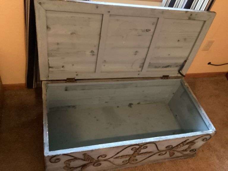 Decorative Wooden Storage Trunk with Metal Accents image