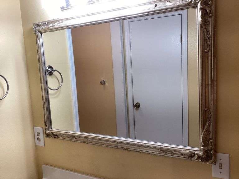 Ornate Silver Framed Wall Mirror image