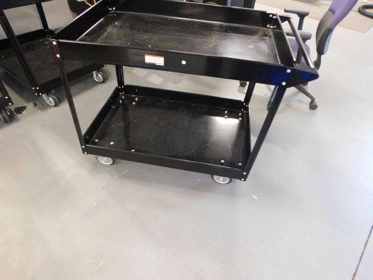 (3) Black Metal 2-Tier Carts