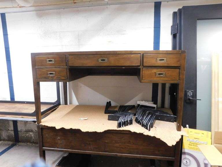 (2) Wood Desks Stacked in Basement image