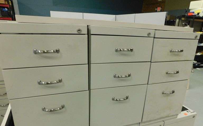 (3) 3-Drawer Pedestals w/Brushed Metal Handles