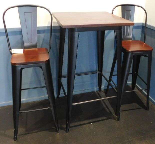 Metal/Laminate Top High-Top Table w/ (2) Matching Stools image