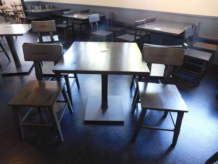 30"x30" Wood Pedest Table w/4 Matching Dining Chairs w/Backrest image