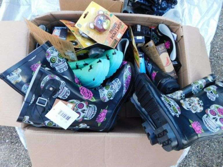 Lot New Inventroy- Rain Boots Various Sizes, Critter Headlamps, Tumbler Pouches