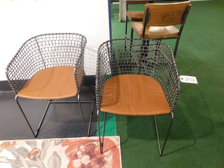 (2) Wire Contour Bucket Chairs with Cushions image