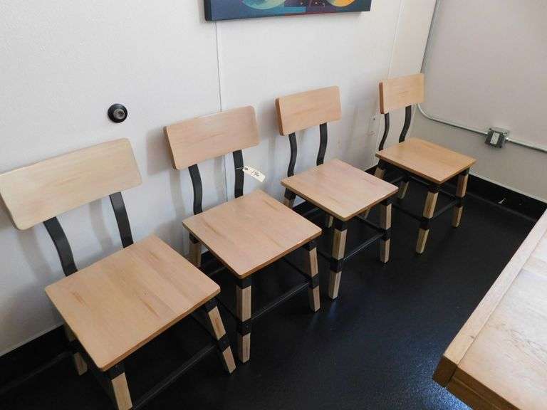 (4) Wood/Metal Dining Chairs w/Backrests image