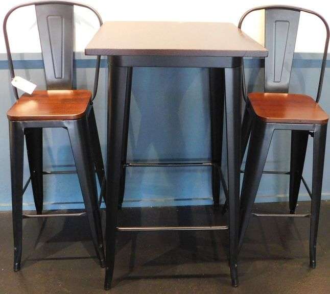 Metal/Laminate Top High-Top Table w/ (2) Matching Stools image
